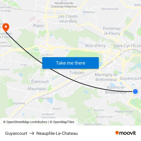 Guyancourt to Neauphle-Le-Chateau map