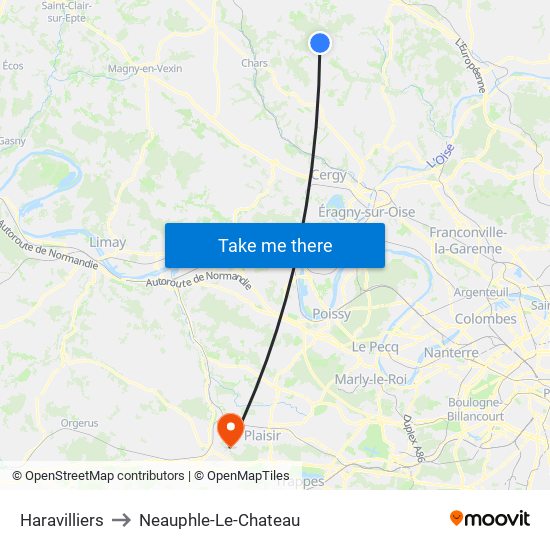 Haravilliers to Neauphle-Le-Chateau map