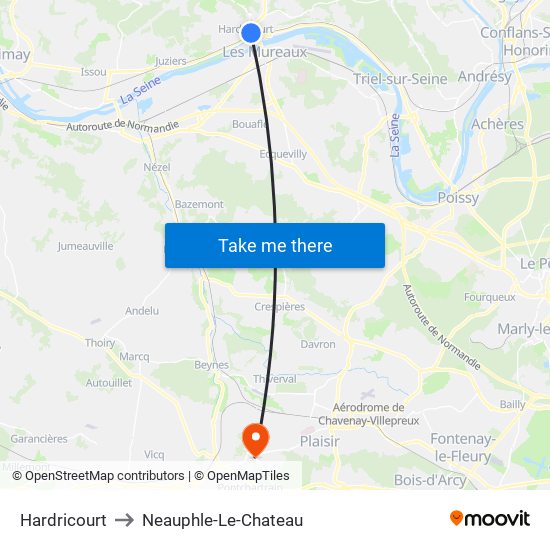 Hardricourt to Neauphle-Le-Chateau map