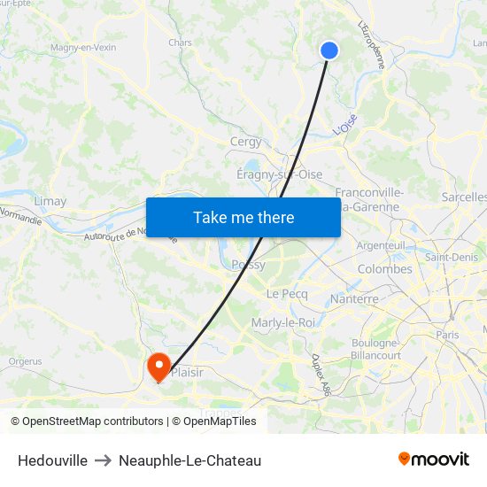 Hedouville to Neauphle-Le-Chateau map