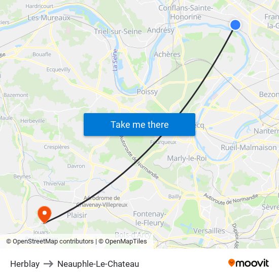 Herblay to Neauphle-Le-Chateau map