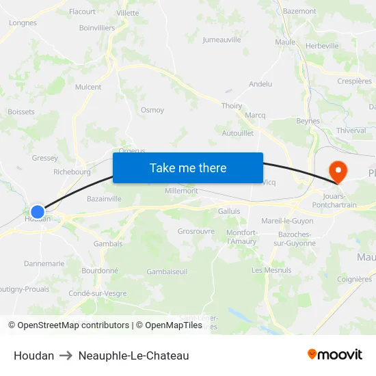 Houdan to Neauphle-Le-Chateau map