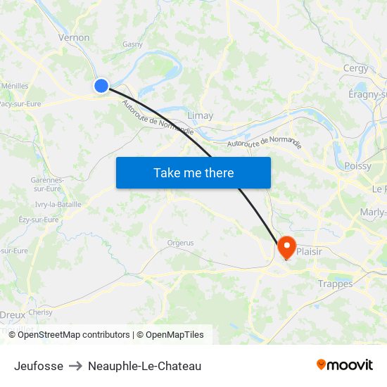 Jeufosse to Neauphle-Le-Chateau map