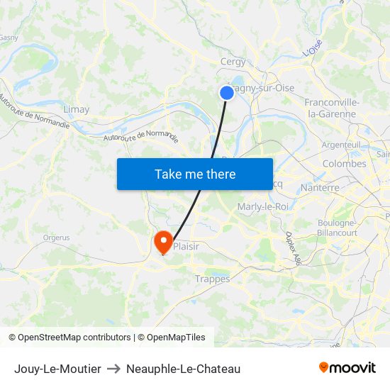 Jouy-Le-Moutier to Neauphle-Le-Chateau map