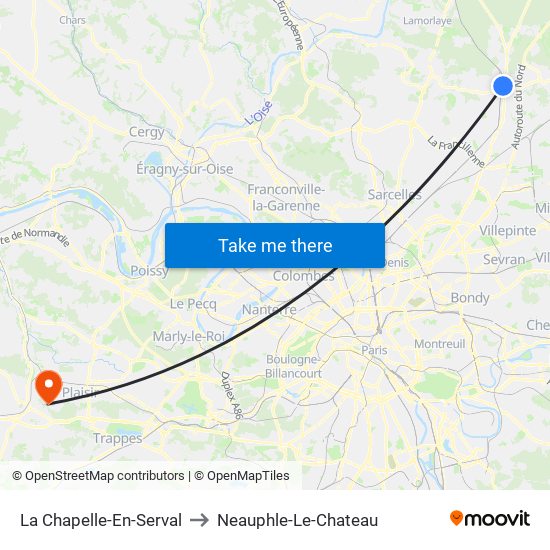 La Chapelle-En-Serval to Neauphle-Le-Chateau map