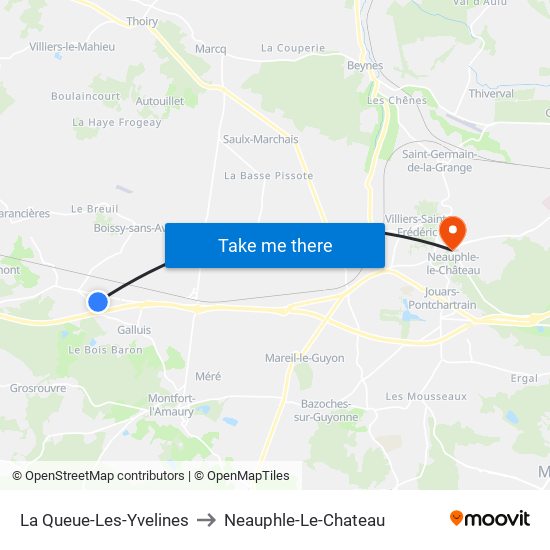 La Queue-Les-Yvelines to Neauphle-Le-Chateau map