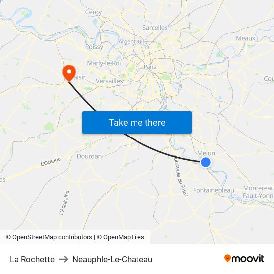 La Rochette to Neauphle-Le-Chateau map