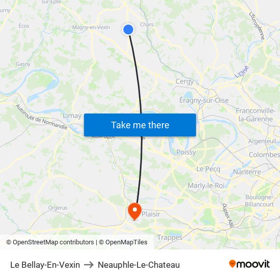 Le Bellay-En-Vexin to Neauphle-Le-Chateau map