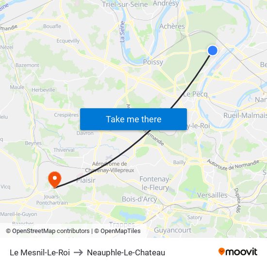 Le Mesnil-Le-Roi to Neauphle-Le-Chateau map