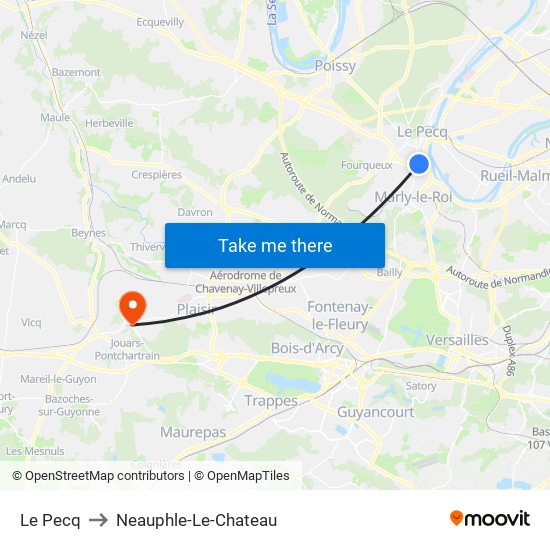 Le Pecq to Neauphle-Le-Chateau map