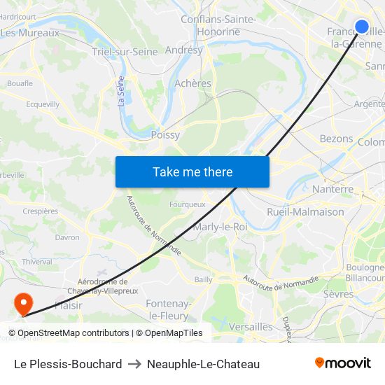 Le Plessis-Bouchard to Neauphle-Le-Chateau map
