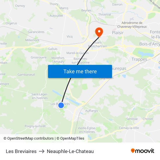 Les Breviaires to Neauphle-Le-Chateau map