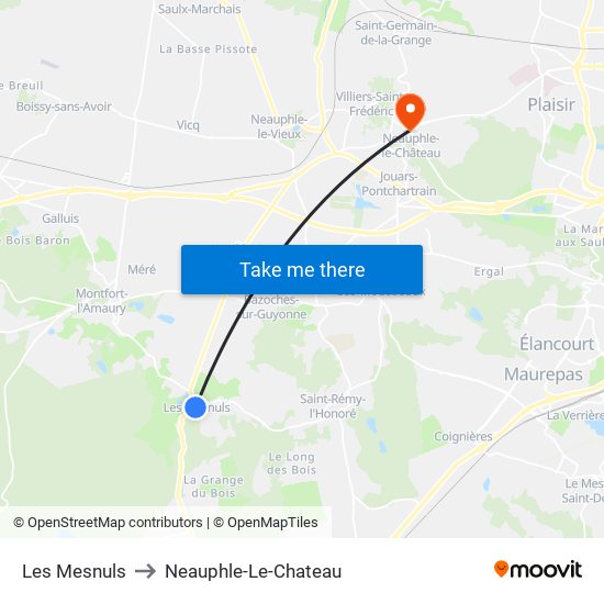 Les Mesnuls to Neauphle-Le-Chateau map
