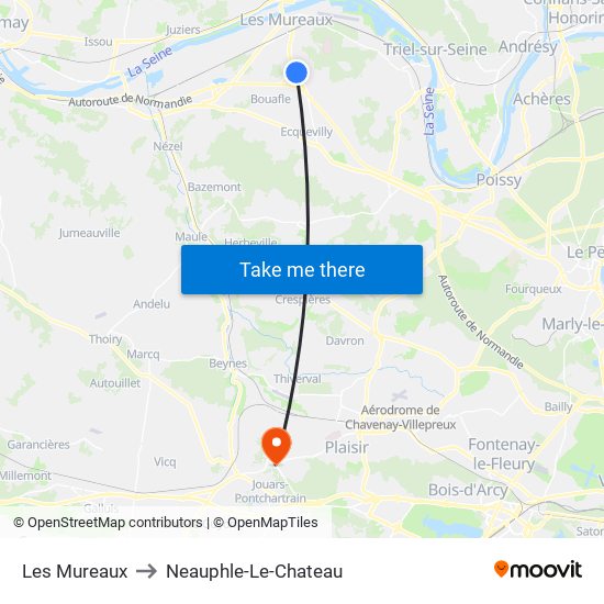 Les Mureaux to Neauphle-Le-Chateau map