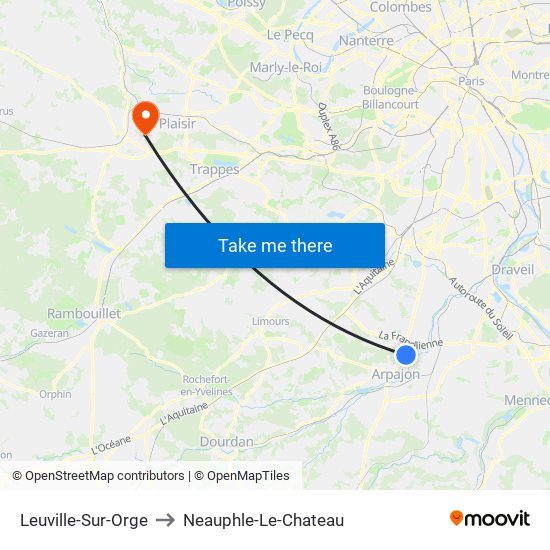 Leuville-Sur-Orge to Neauphle-Le-Chateau map