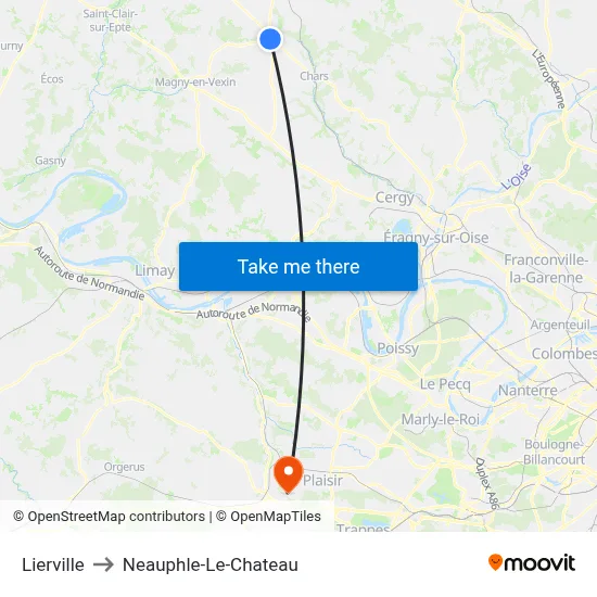 Lierville to Neauphle-Le-Chateau map