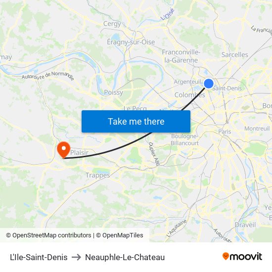 L'Ile-Saint-Denis to Neauphle-Le-Chateau map