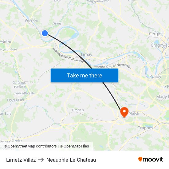 Limetz-Villez to Neauphle-Le-Chateau map