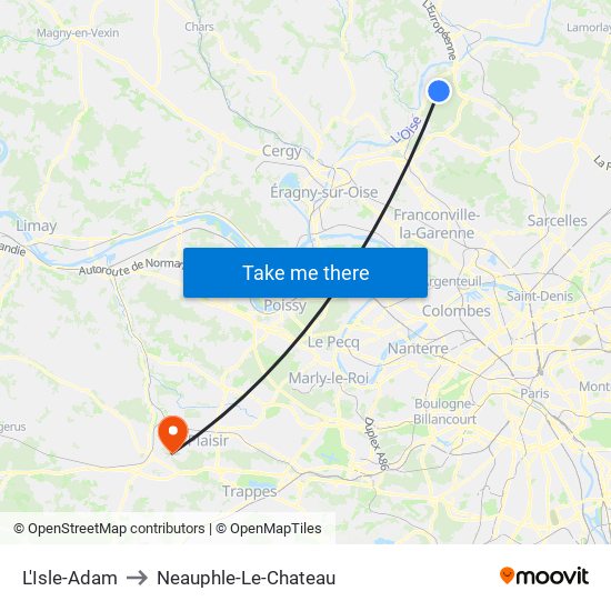 L'Isle-Adam to Neauphle-Le-Chateau map