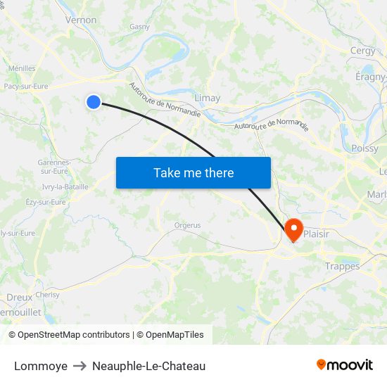 Lommoye to Neauphle-Le-Chateau map