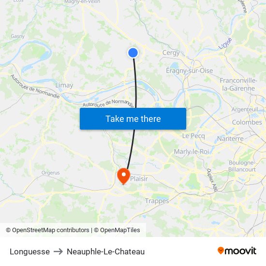 Longuesse to Neauphle-Le-Chateau map