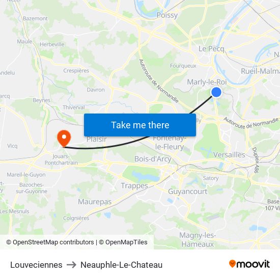 Louveciennes to Neauphle-Le-Chateau map