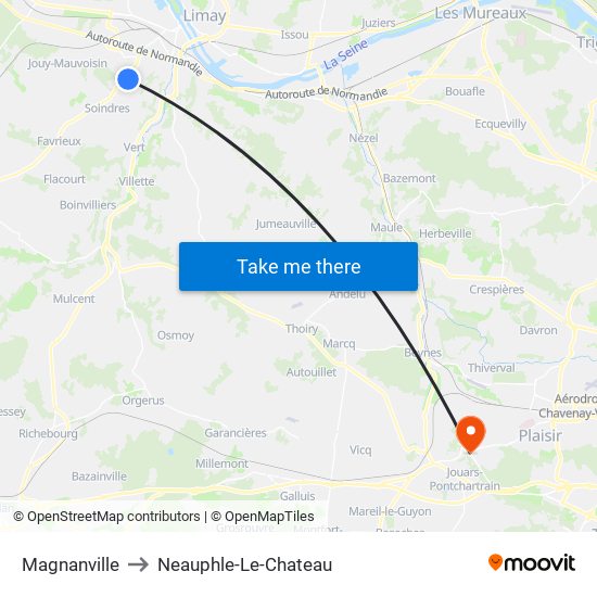 Magnanville to Neauphle-Le-Chateau map