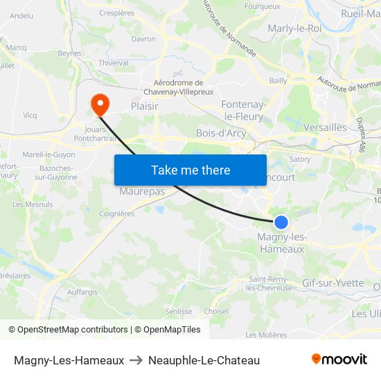 Magny-Les-Hameaux to Neauphle-Le-Chateau map