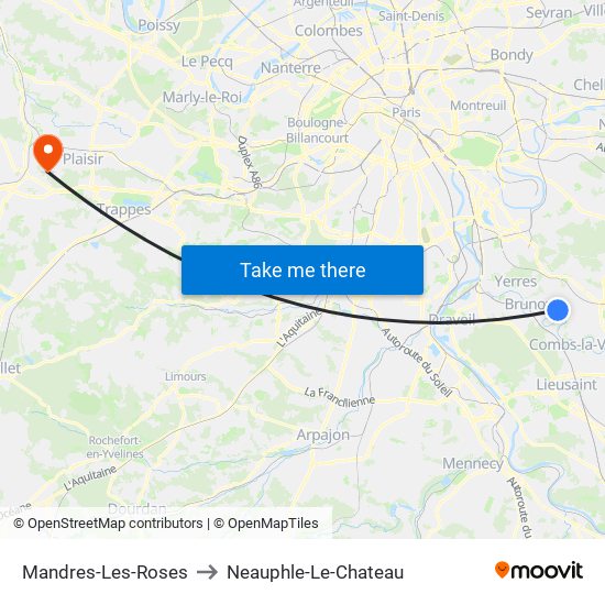 Mandres-Les-Roses to Neauphle-Le-Chateau map