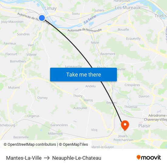Mantes-La-Ville to Neauphle-Le-Chateau map