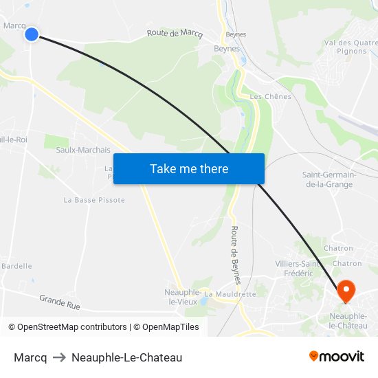 Marcq to Neauphle-Le-Chateau map