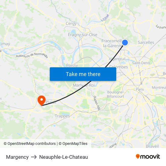 Margency to Neauphle-Le-Chateau map