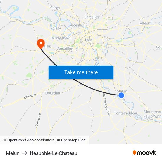 Melun to Neauphle-Le-Chateau map