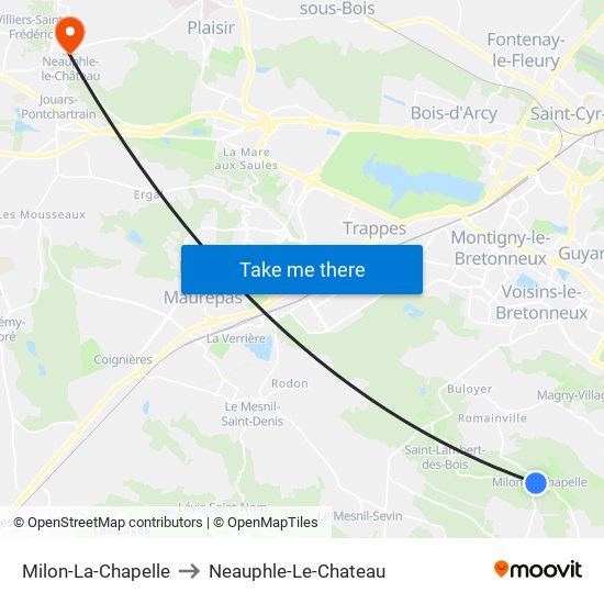 Milon-La-Chapelle to Neauphle-Le-Chateau map