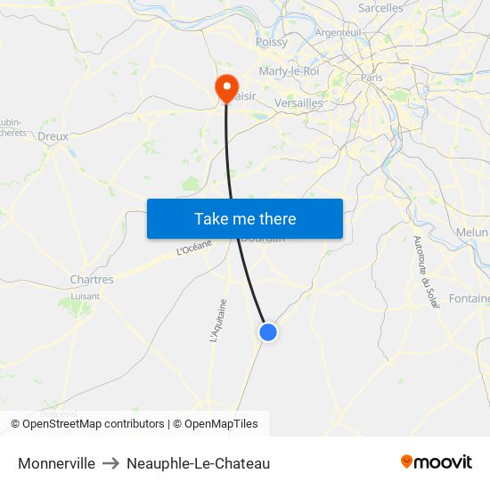 Monnerville to Neauphle-Le-Chateau map