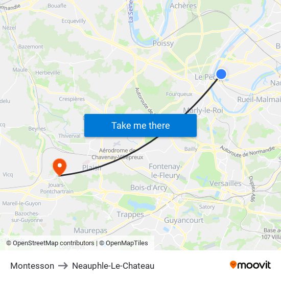 Montesson to Neauphle-Le-Chateau map