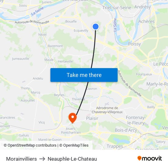 Morainvilliers to Neauphle-Le-Chateau map
