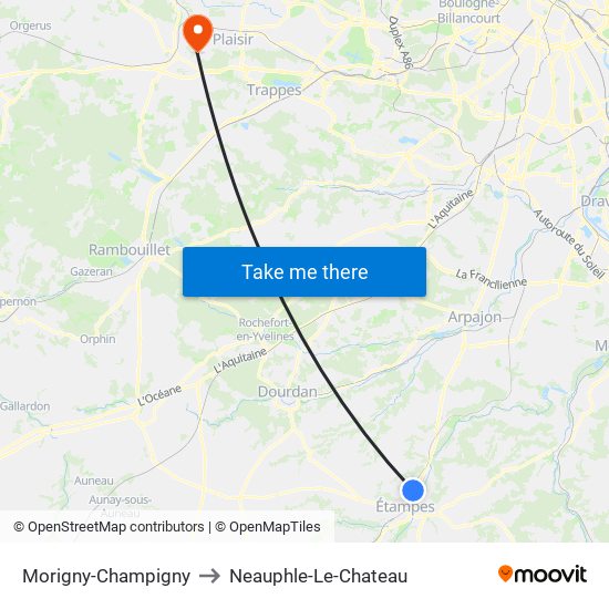 Morigny-Champigny to Neauphle-Le-Chateau map