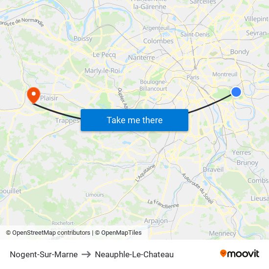 Nogent-Sur-Marne to Neauphle-Le-Chateau map
