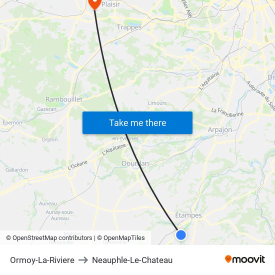 Ormoy-La-Riviere to Neauphle-Le-Chateau map