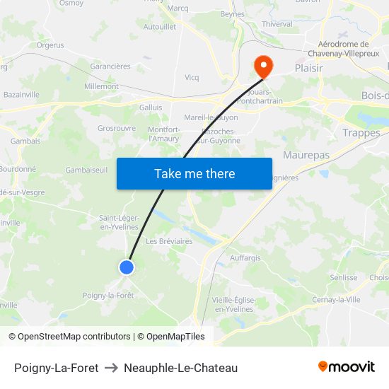 Poigny-La-Foret to Neauphle-Le-Chateau map