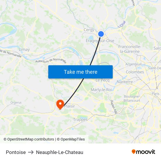 Pontoise to Neauphle-Le-Chateau map