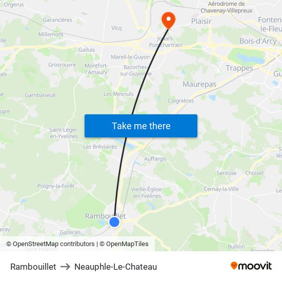 Rambouillet to Neauphle-Le-Chateau map