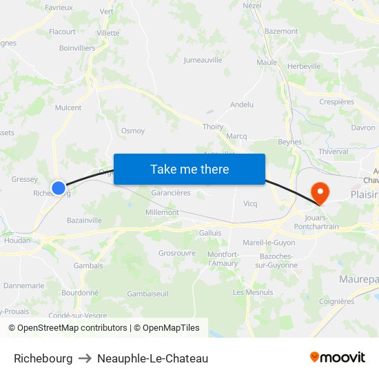 Richebourg to Neauphle-Le-Chateau map