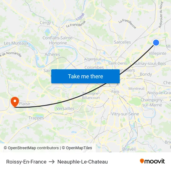 Roissy-En-France to Neauphle-Le-Chateau map