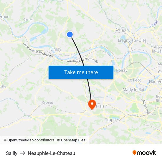 Sailly to Neauphle-Le-Chateau map
