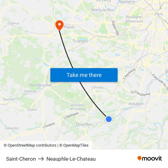 Saint-Cheron to Neauphle-Le-Chateau map