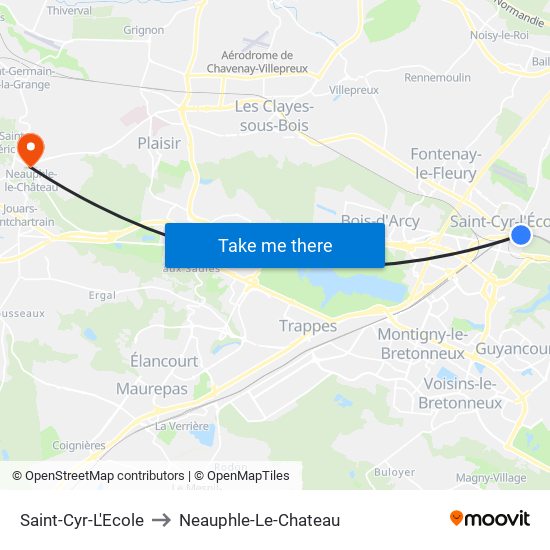 Saint-Cyr-L'Ecole to Neauphle-Le-Chateau map