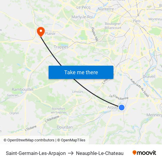 Saint-Germain-Les-Arpajon to Neauphle-Le-Chateau map