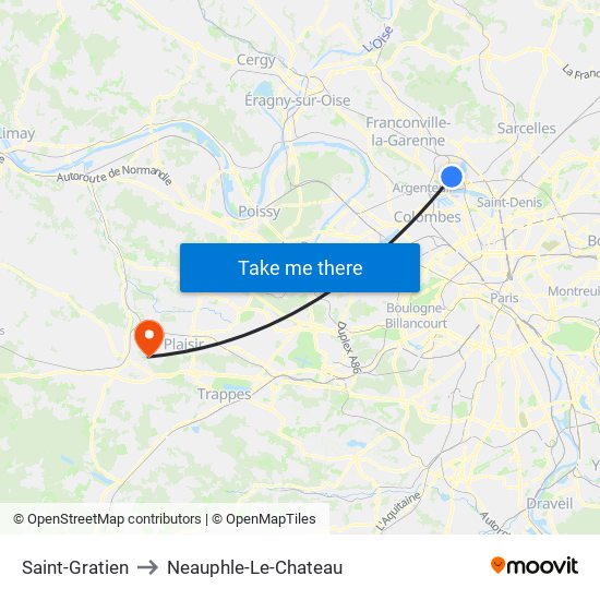 Saint-Gratien to Neauphle-Le-Chateau map